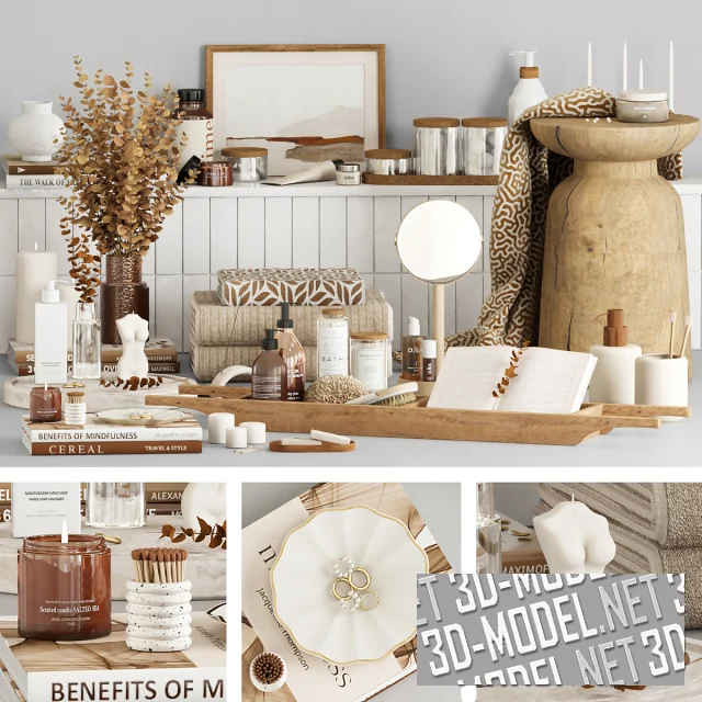 3d-модель Набор аксессуаров для ванной с поворотным зеркалом Close-up