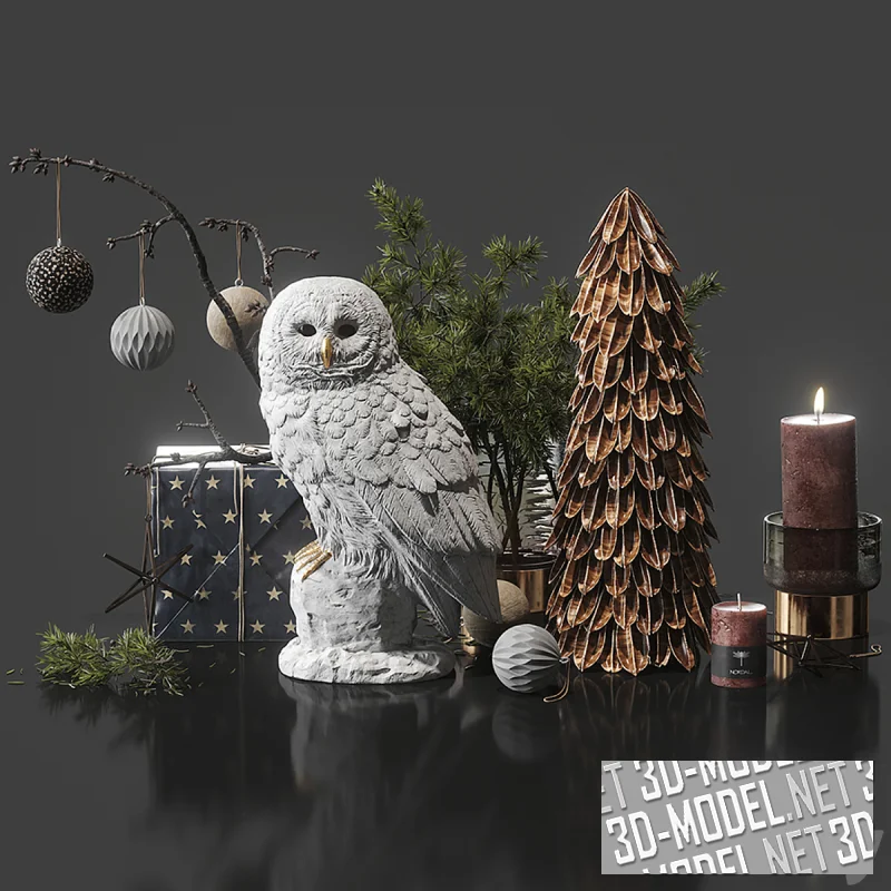 Набор с праздничным декором и белой совой