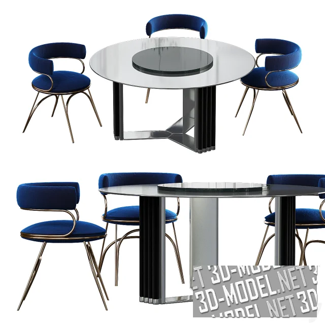 Набор стол+стул (Porustudio Austin, Gianfranco Ferre Home GLASGOW)