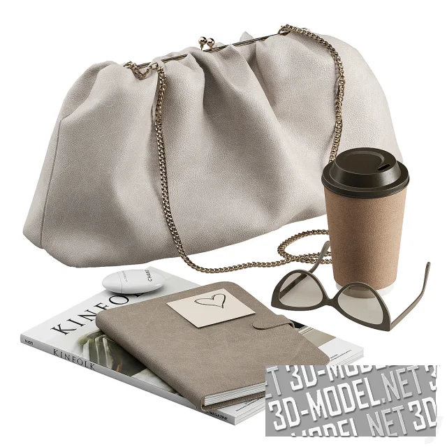 Набор женских аксессуаров и стакан кофе