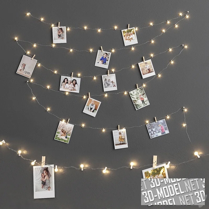 Настенный декор – гирлянда и фотографии
