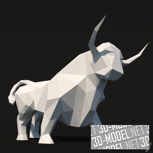 3d-модель Низкополигональная скульптура быка