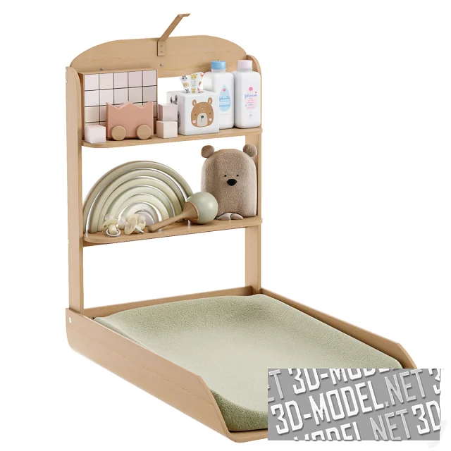 3d-модель Пеленальный столик-полка Roba, декор, игрушки