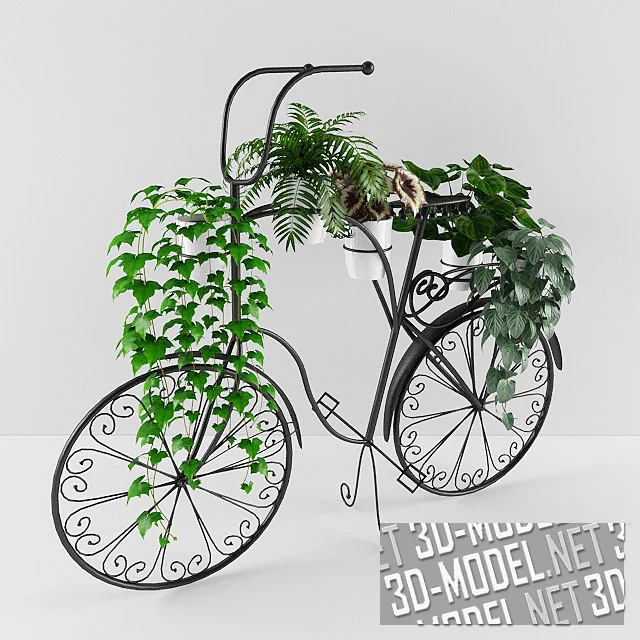 Подставка под цветы в виде ретро-велосипеда с растениями