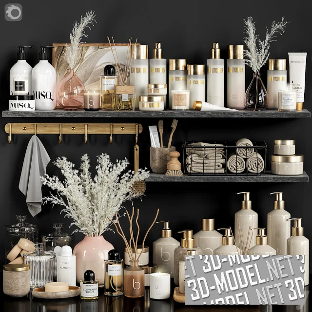 3d-модель Полки с косметикой и декором для ванной