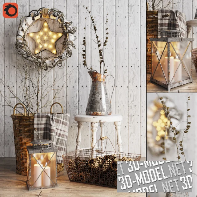 3d-модель Праздничный декор в деревенском стиле