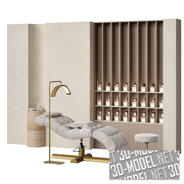 3d-модель Салон красоты с кушеткой Elevate Deluxe от Figuratti и аксессуарами