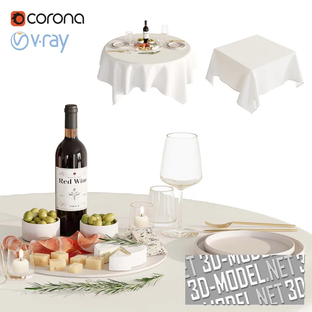 3d-модель Сервировка для романтичного вечера