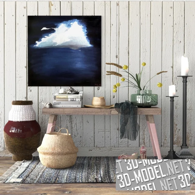 3d-модель Скамья, аксессуары и декор для балкона или прихожей