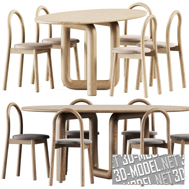 3d-модель Стол Mono Objects & Ideas и стул Bobby DesignByThem