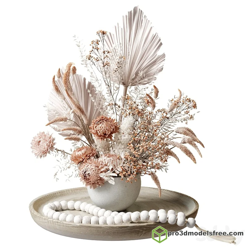 Сухой букет с хризантемами и бусами