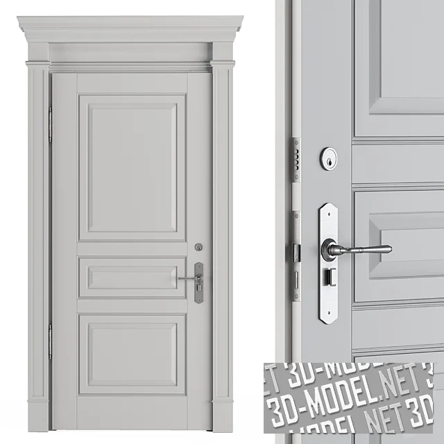 Входной дверной блок в белом цвете