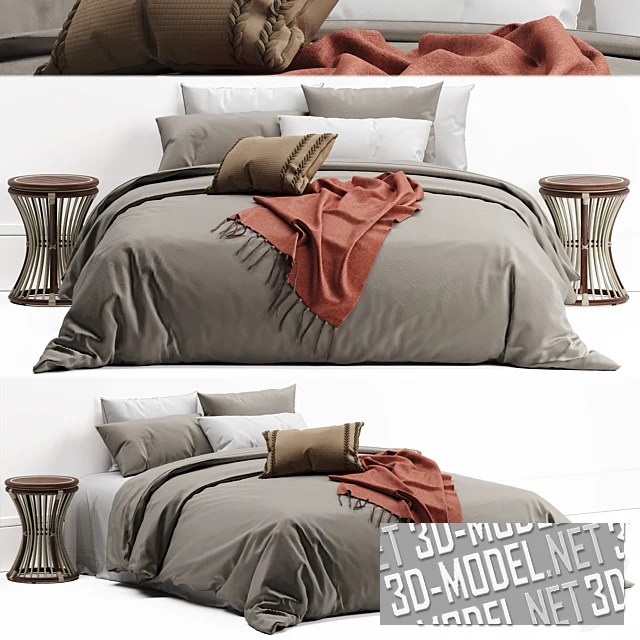 Кровать с постельным бельем Adairs и приставными столиками