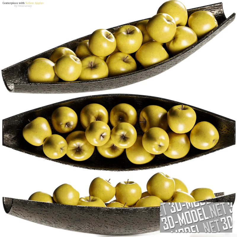 Чаша Allegra Centerpiece от Crate&Barrel, с желтыми яблоками