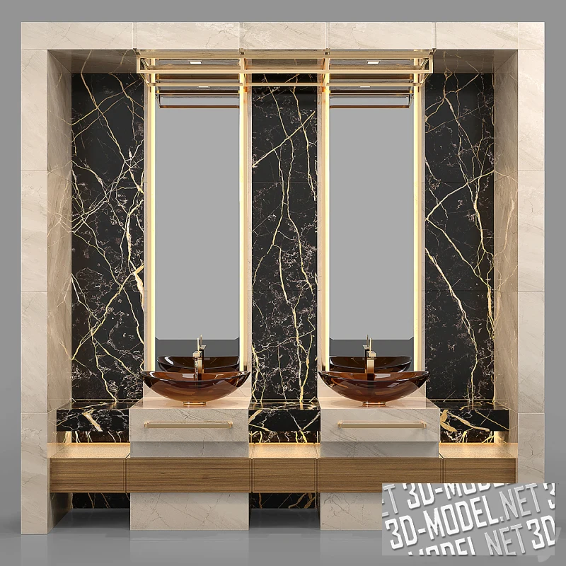 Комплект для ванной с мраморной отделкой