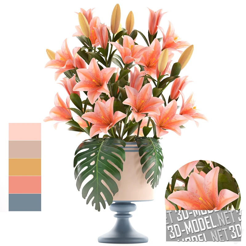 Букет лилий в двухцветной вазе