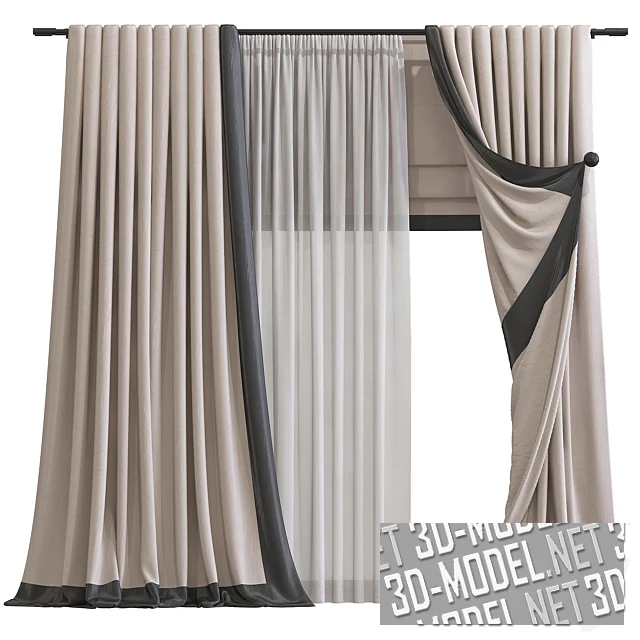 Комбинированные шторы в нейтральной цветовой гамме