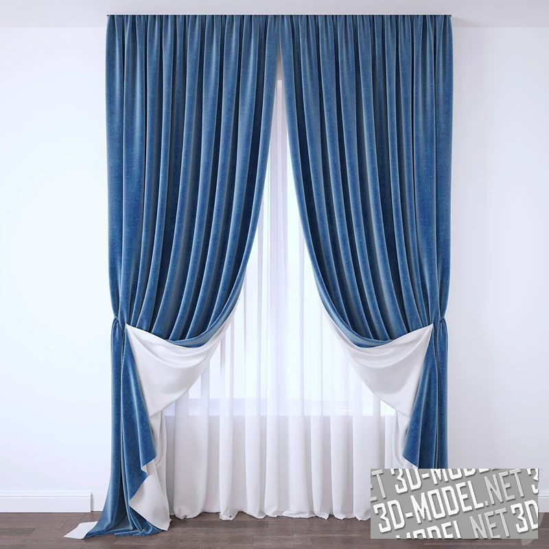 Комплект сине-белых штор