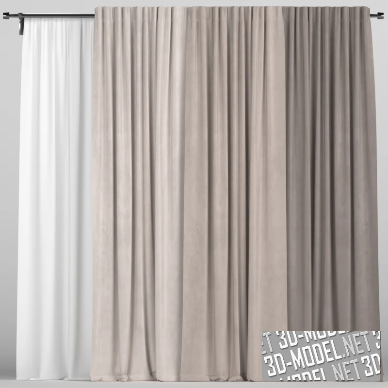 Шторы в трех оттенках и гардина