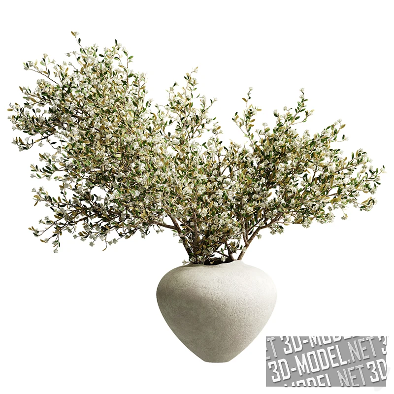 Декоративный букет с цветущими ветвями в вазе