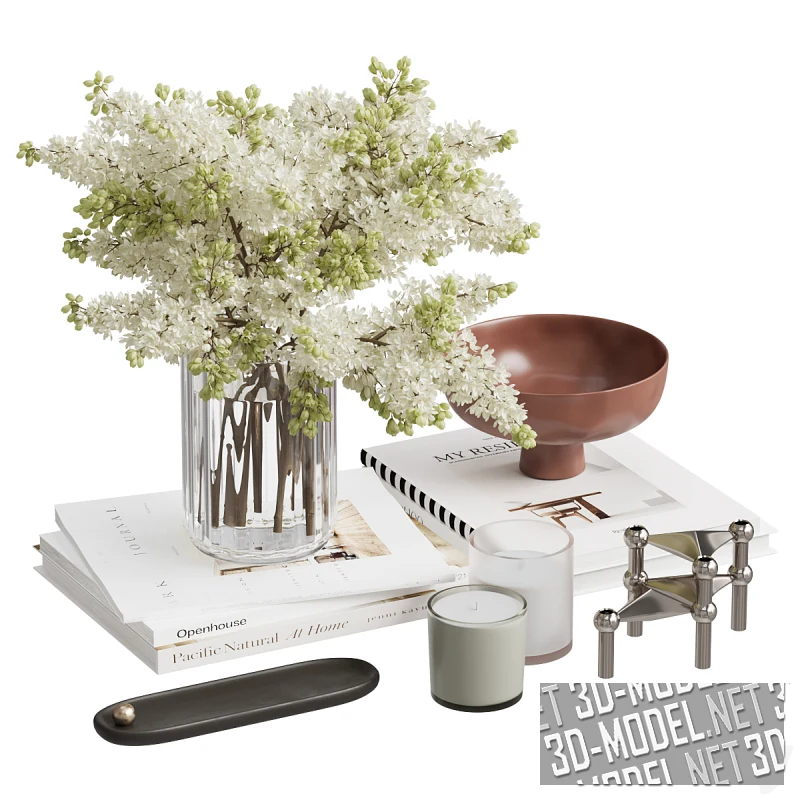 Книги, свечи и букет сирени