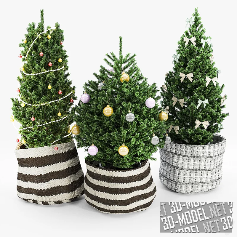 Декоративные елки в вязаных кашпо Mohave