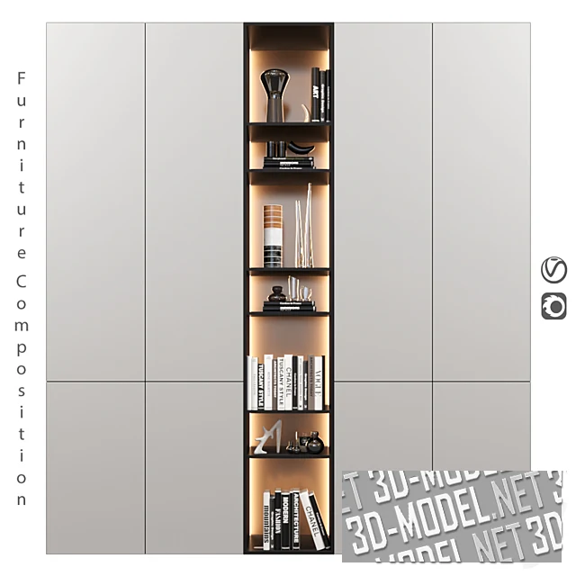 Симметричный шкаф с открытой секцией