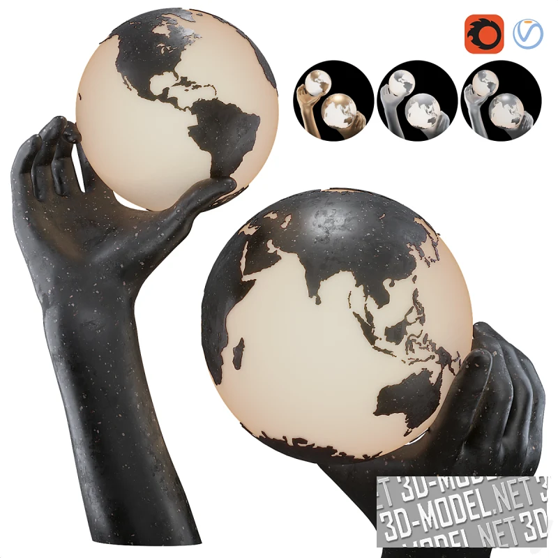 Скульптура-светильник «Рука с глобусом»