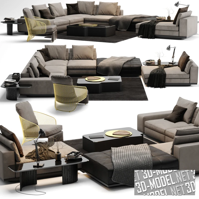 Диван Lawrence от Minotti с кофейными столиками Lou, Song