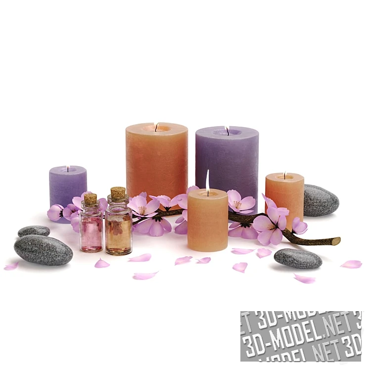 Свечи, цветы и камни