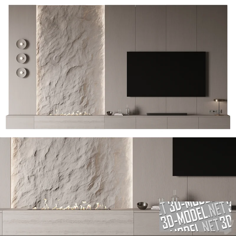 TV-стена с био-камином